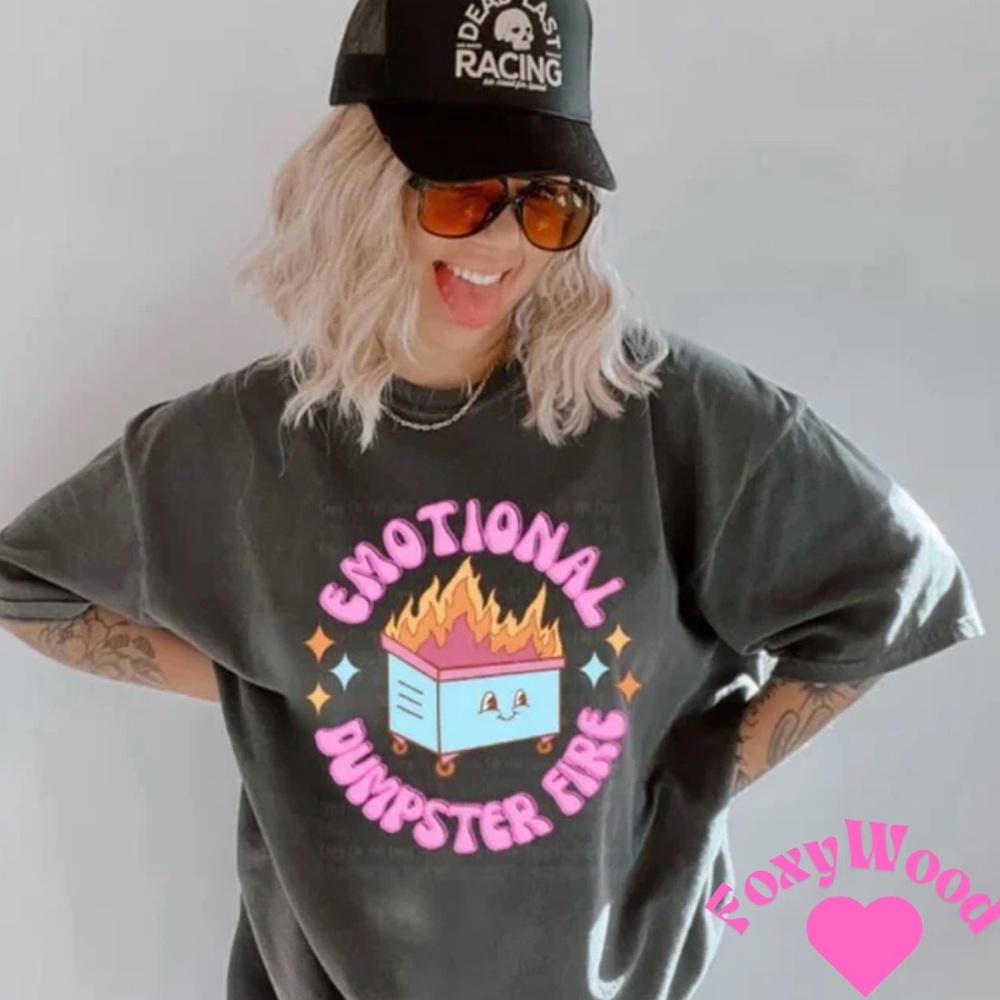 FoxyWood Emotional Dumpster Fire Graphic Tee